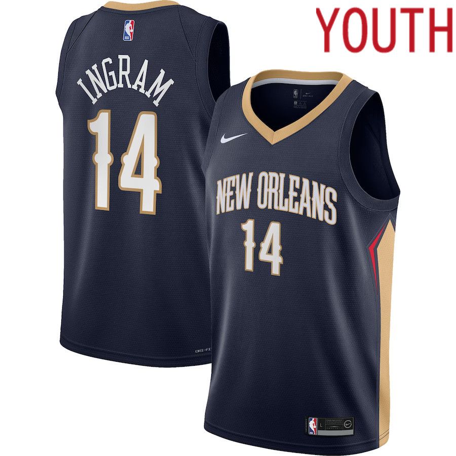 Youth New Orleans Pelicans #14 Brandon Ingram Nike Navy Icon Edition 2021-22 Swingman NBA Jersey